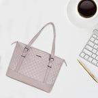 KROSER-KROSER 15.6" Quilted Laptop Tote Bag with USB Port-13