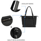 KROSER-KROSER 15.6" Quilted Laptop Tote Bag with USB Port-4