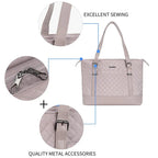 KROSER-KROSER 15.6" Quilted Laptop Tote Bag with USB Port-10