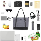 KROSER-KROSER 15.6" Quilted Laptop Tote Bag with USB Port-20