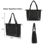 KROSER-KROSER 15.6" Quilted Laptop Tote Bag with USB Port-3