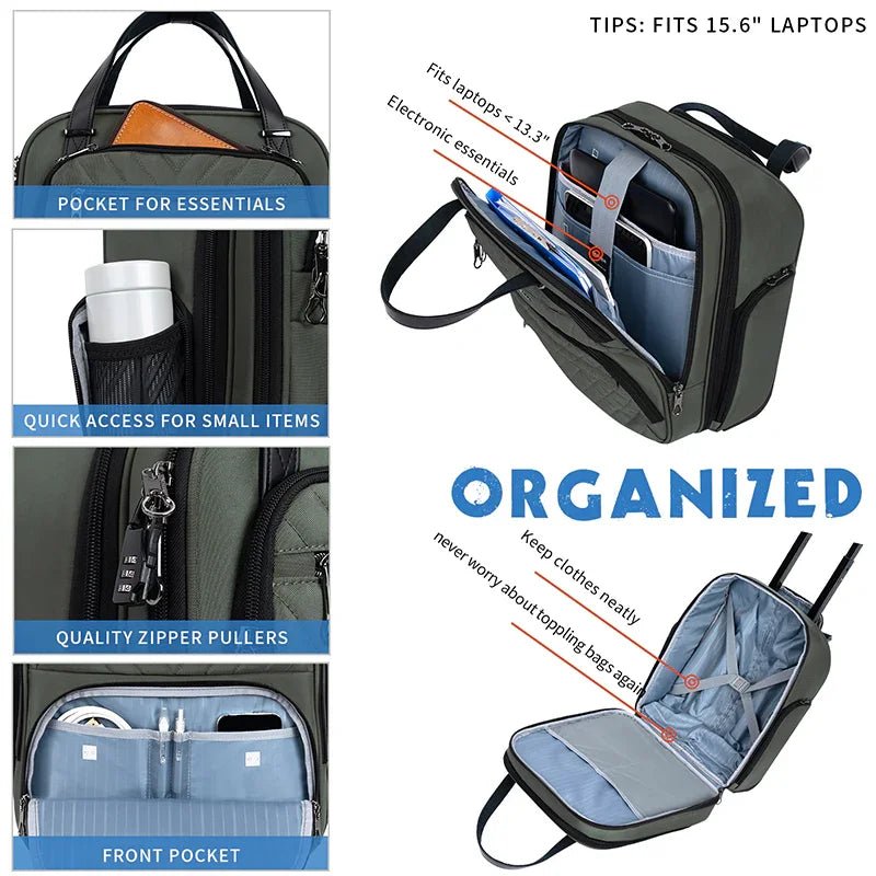 KROSER 16" Underseat Carry-On Suitcase with Laptop Compartment - KROSER