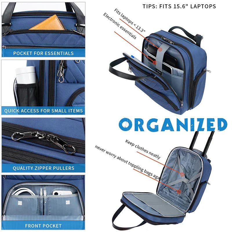 KROSER Haze Blue 16 Inch Underseat Carry-On Suitcase with Laptop CompartmentK7651NX-WMRedUS