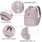 KROSER 17 Inch Quilted RFID Laptop Backpack with USBXYK939DG-HF-USPINKUSA