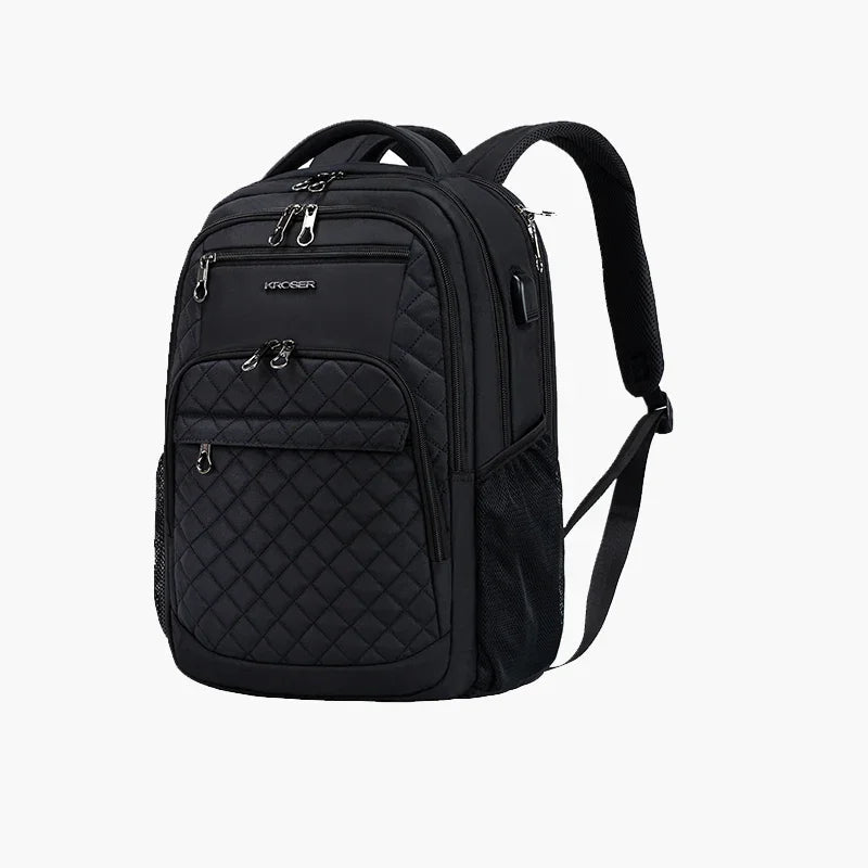 KROSER 17 Inch Quilted RFID Laptop Backpack with USBXYK939HF-BLK-USBLACKUSA