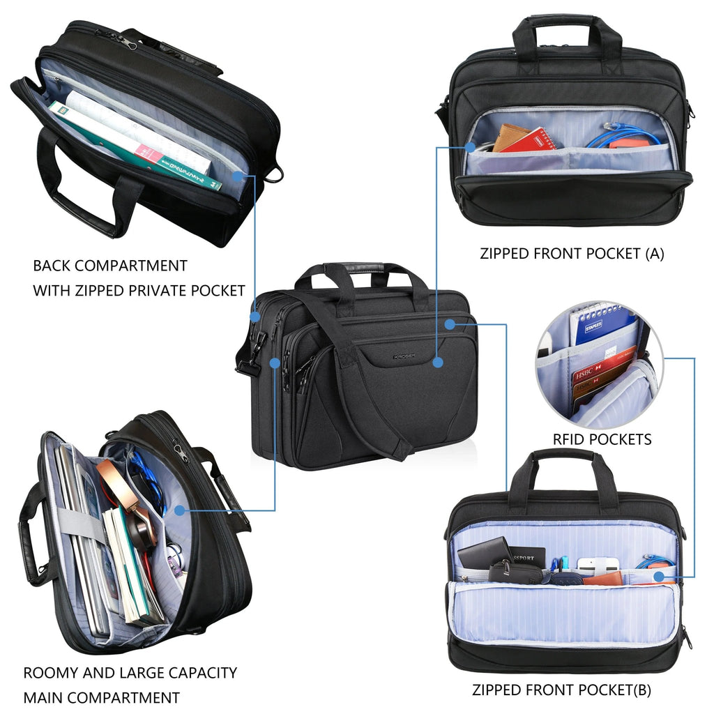 KROSER 17.3" Expandable Laptop Briefcase - KROSER