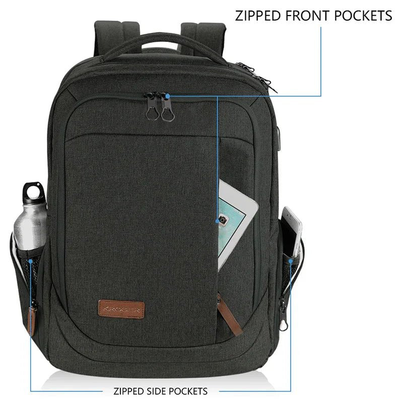 KROSER 17.3" Large Laptop Backpack with USB Charging Port - KROSER
