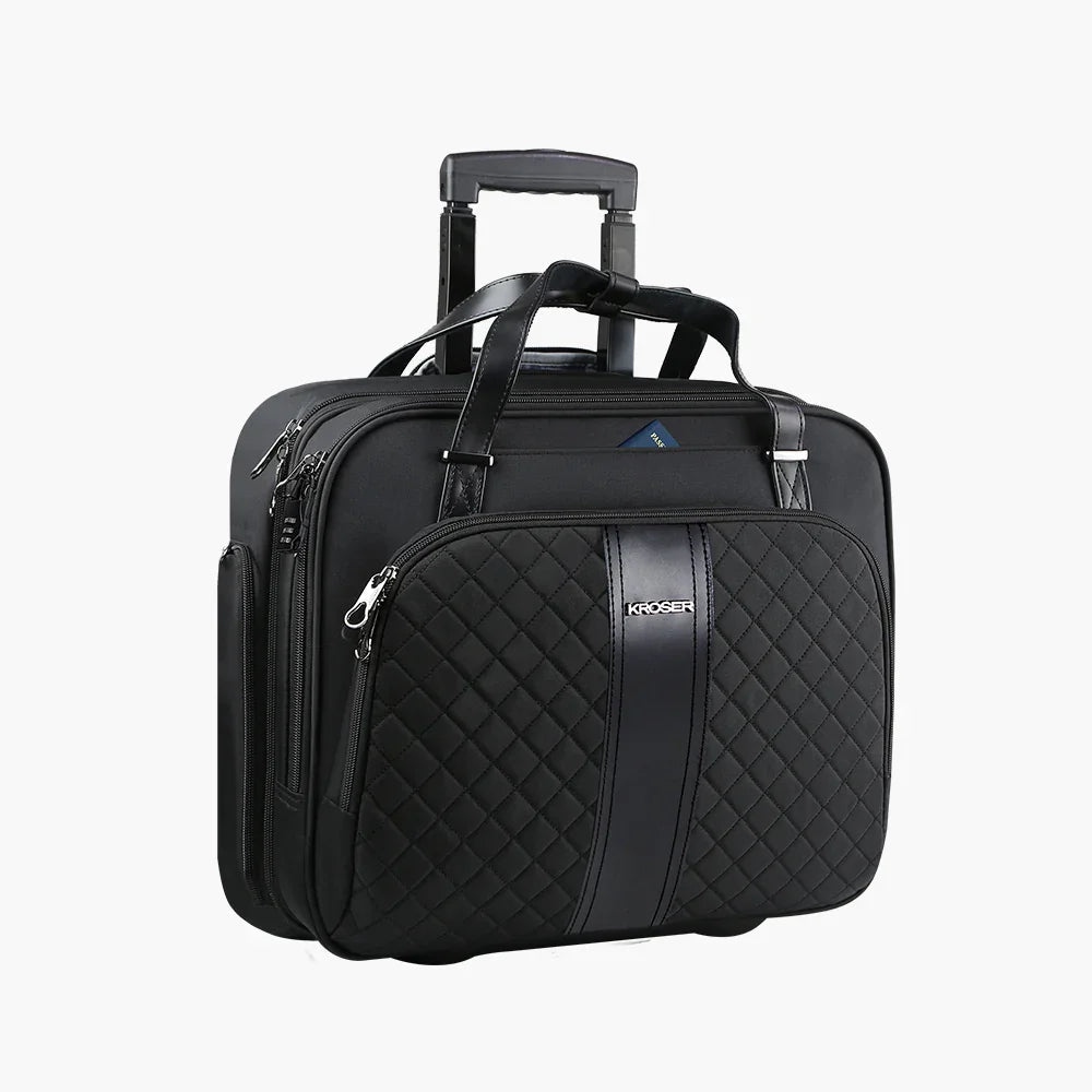 KROSER-KROSER 17.3" Quilted Rolling Laptop Bag-1