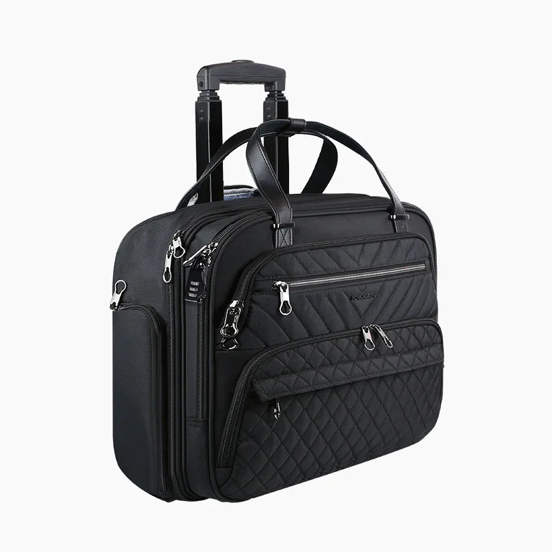 KROSER-KROSER 17.3" Quilted Rolling Laptop Briefcase-1