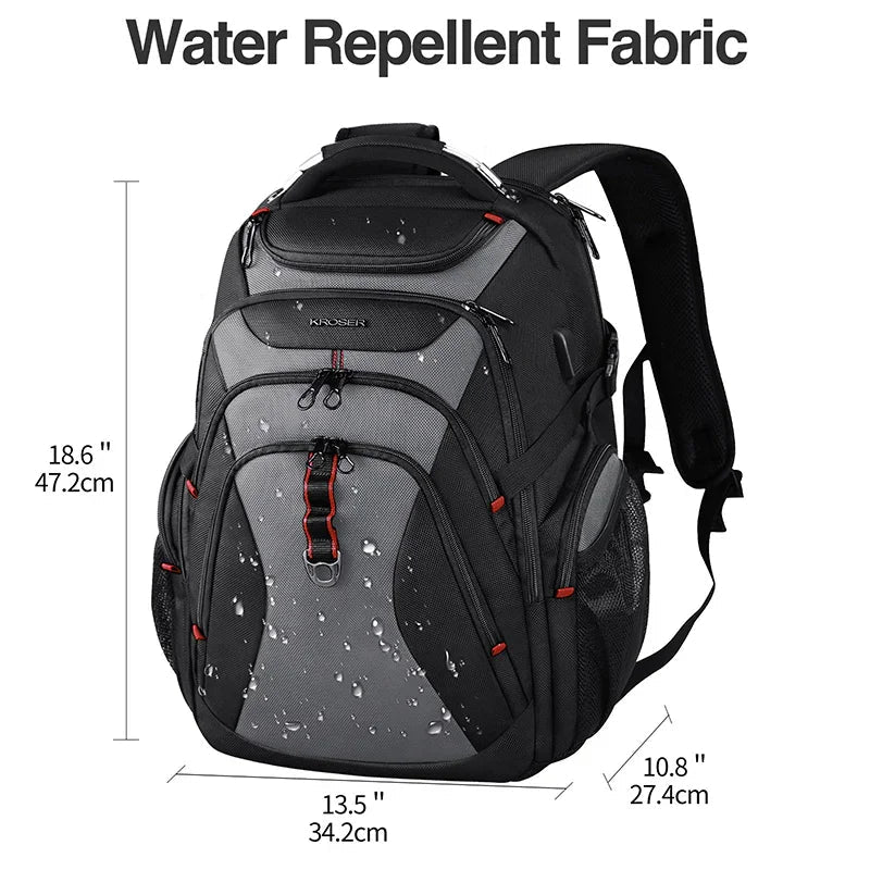 KROSER 17.3 Inch Hard Shell RFID Travel Laptop Backpack with USBXXK989-BLACK/GREY-USUSBlack/Grey
