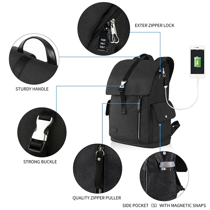 KROSER 17.3" Travel Laptop Backpack with USB Port - KROSER