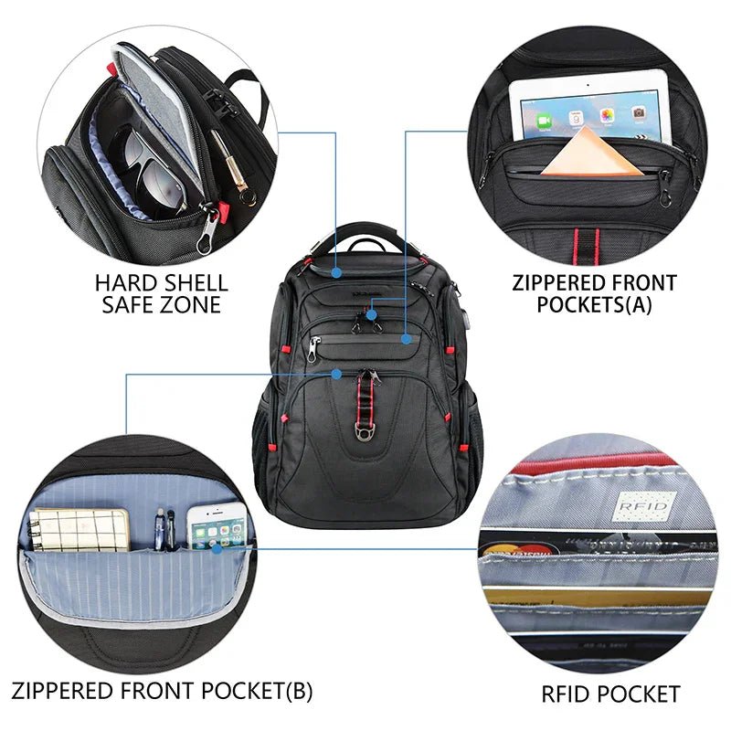 KROSER-KROSER 17.3" TSA Travel Laptop Backpack with USB & RFID-4