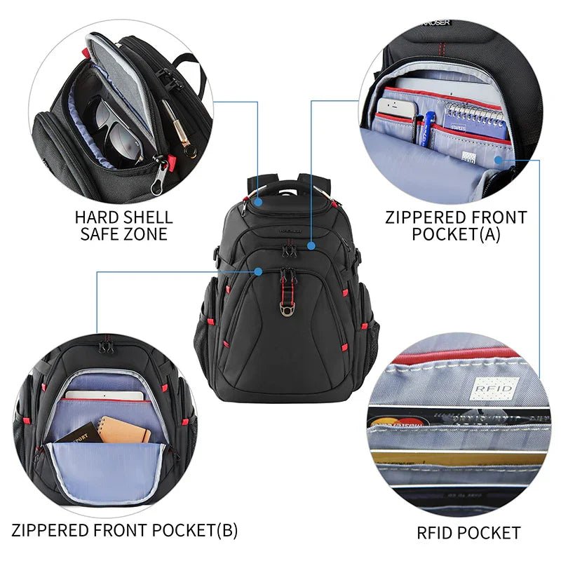 KROSER 17.3" XL Travel Laptop Backpack with Hard Shell & RFID - KROSER