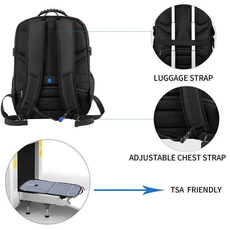 KROSER 18.4" Travel Laptop Backpack with USB & RFID - KROSER