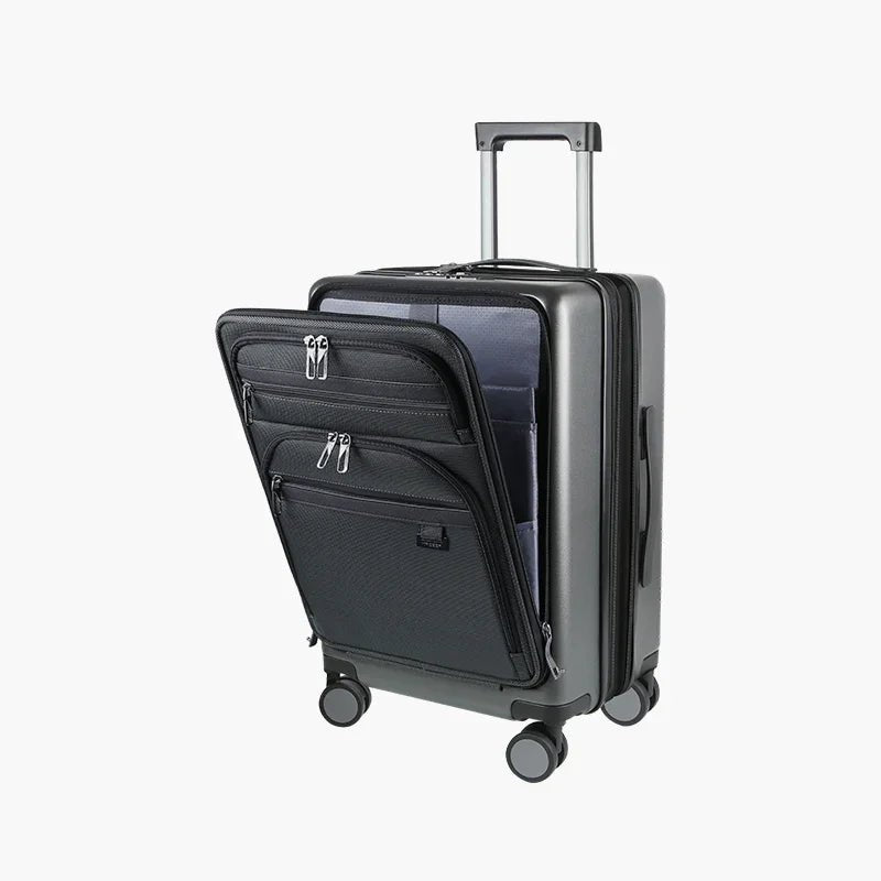 KROSER 20 Inch Front Pocket Carry-On Luggage with TSA Lock & USBYX167QR-STEELGREY-USUSSTEEL GREY