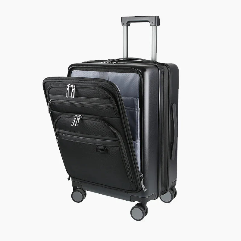 KROSER 20 Inch Front Pocket Carry-On Luggage with TSA Lock & USBYX167QR-BLK-USUSBLACK