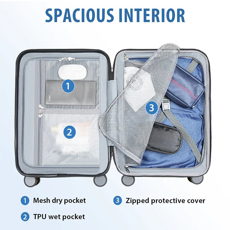KROSER Silver Grey 20 Inch Expandable Carry-On Luggage with TSA LockYX001S-SILVER-USUS