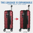 KROSER Burgundy 20 Inch Expandable Carry-On Luggage with TSA LockYX001S-Burgundy-USUS
