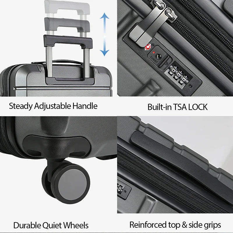 KROSER Steel Grey 20 Inch Expandable Carry-On LuggageYX001S-DG-USUS
