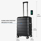 KROSER Black 20 Inch Expandable Carry-On Luggage with TSA LockYX001S-BLK-USUS