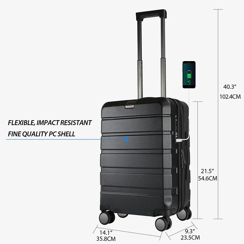 KROSER-KROSER 20" Hardside Expandable Carry-On Luggage with TSA Lock-2