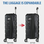 KROSER Black 20 Inch Expandable Carry-On Luggage with TSA LockYX001S-BLK-USUS