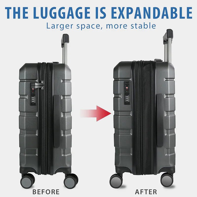 KROSER Steel Grey 20 Inch Expandable Carry-On LuggageYX001S-DG-USUS