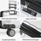 KROSER Silver Grey 20 Inch Expandable Carry-On Luggage with TSA LockYX001S-SILVER-USUS