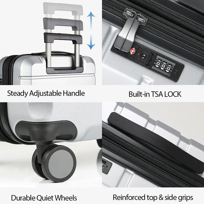 KROSER Silver Grey 20 Inch Expandable Carry-On Luggage with TSA LockYX001S-SILVER-USUS