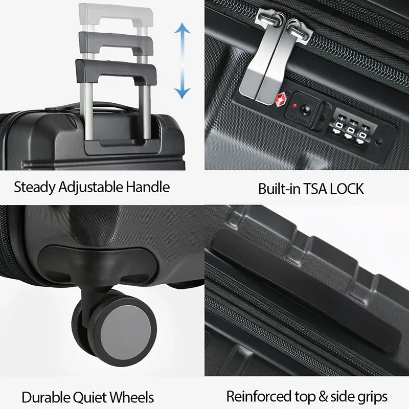 KROSER-KROSER 20" Hardside Expandable Carry-On Luggage with TSA Lock-5