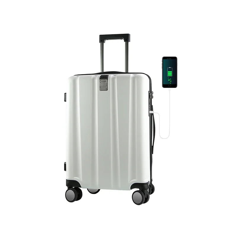 KROSER White 20 Inch Hardside Carry-On Luggage with USB & TSA LockYX002S-White-USUS