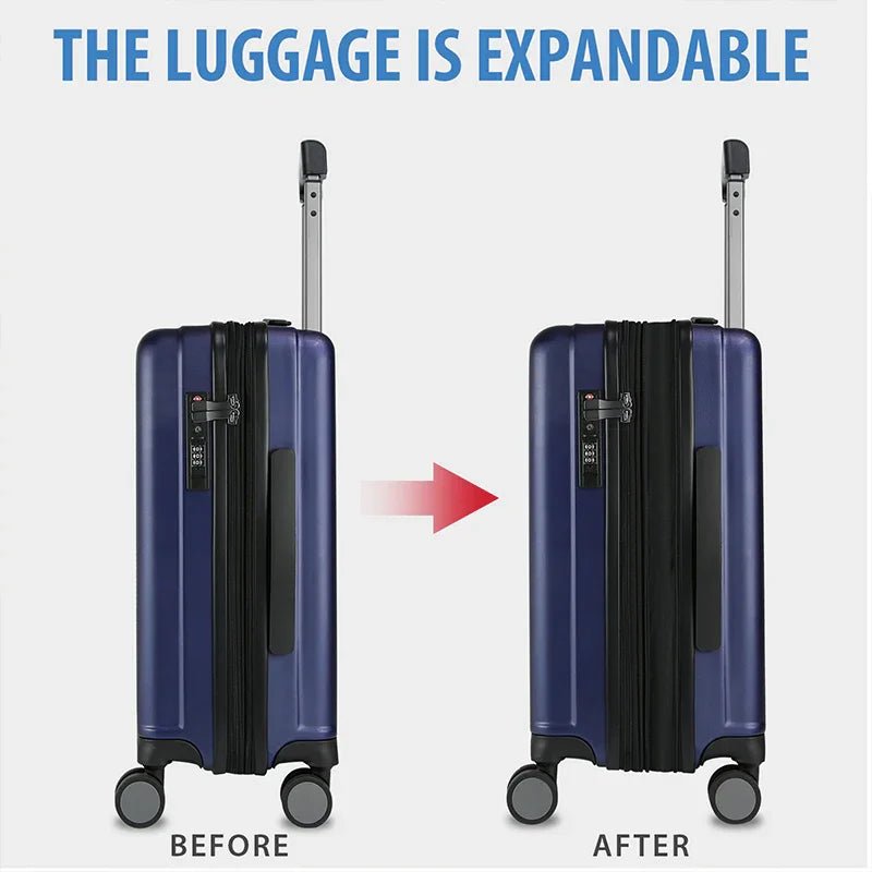 KROSER Navy 20 Inch Expandable Carry-On Luggage with USB & TSA LockYX002S-NAVY-USUS