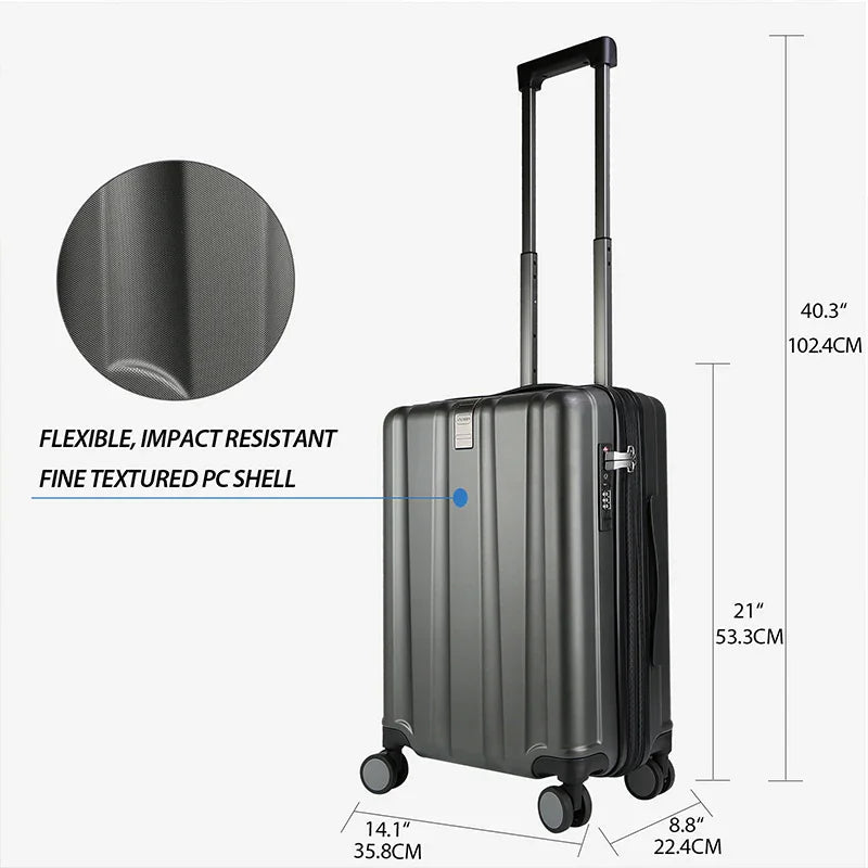 KROSER Black 20 Inch Hardside Carry-On Luggage with USB & TSA LockYX002S-DG-USUS