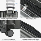 KROSER Black 20 Inch Hardside Carry-On Luggage with USB & TSA LockYX002S-DG-USUS