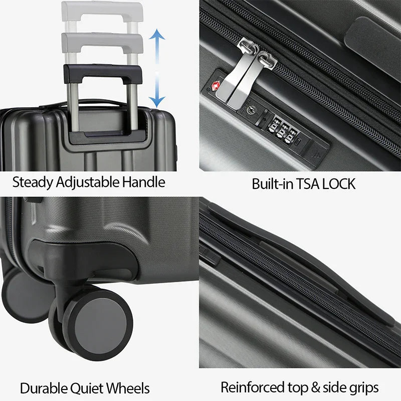 KROSER-KROSER 20" Hardside Expandable Carry-On Luggage with USB & TSA Lock-4
