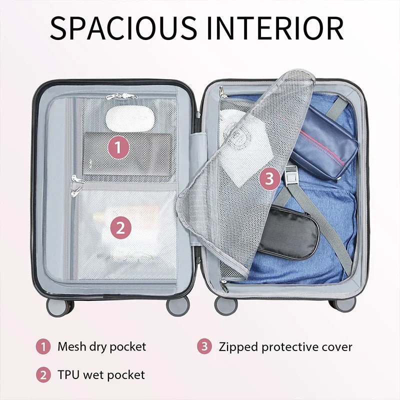KROSER Rose 20 Inch Hardside Carry-On Luggage with USB & TSA LockYX001S-ROSE-USUS