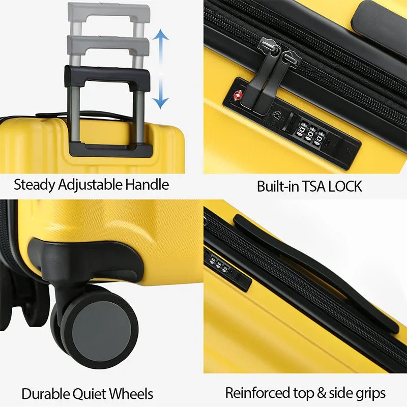 KROSER Yellow 20 Inch Hardside Carry-On Luggage with USB & TSA LockYX002S-YELLOW-USUS