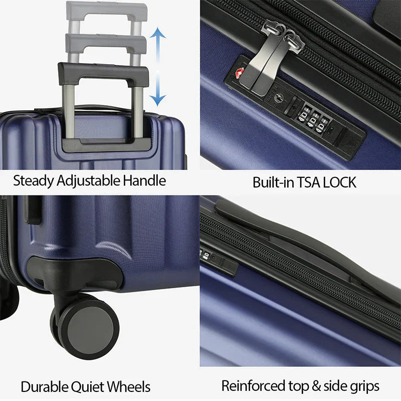 KROSER Navy 20 Inch Expandable Carry-On Luggage with USB & TSA LockYX002S-NAVY-USUS