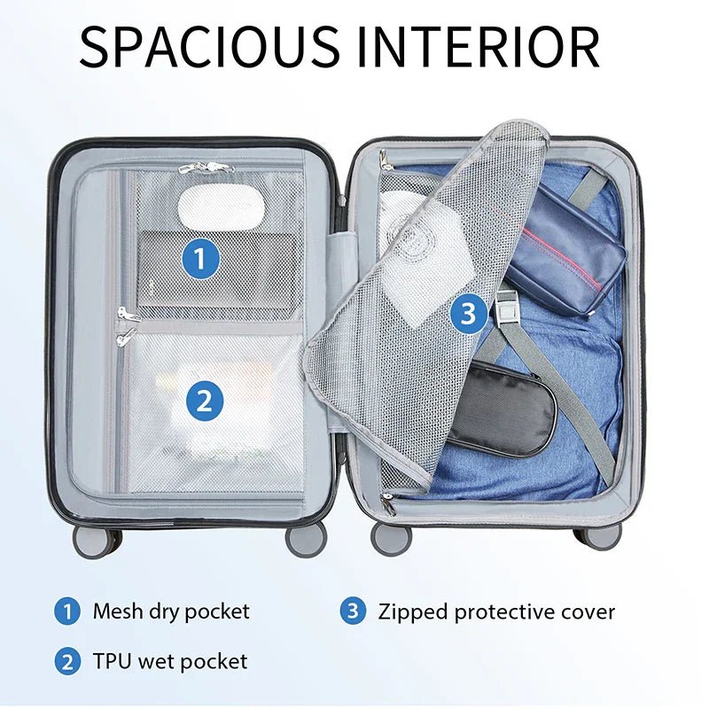 KROSER Navy 20 Inch Expandable Carry-On Luggage with USB & TSA LockYX002S-NAVY-USUS