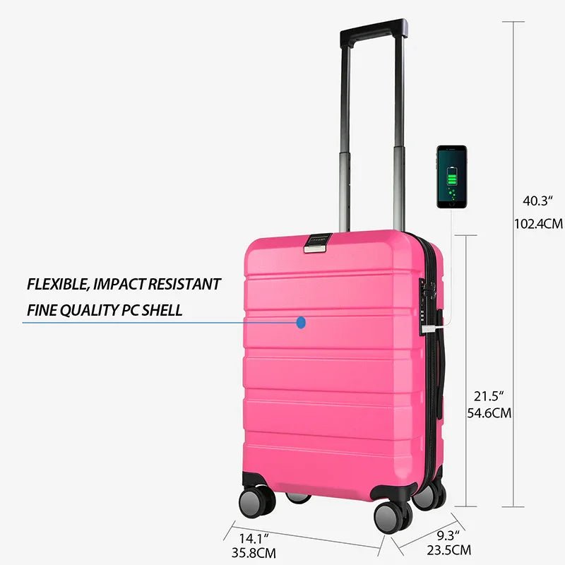 KROSER Rose 20 Inch Hardside Carry-On Luggage with USB & TSA LockYX001S-ROSE-USUS