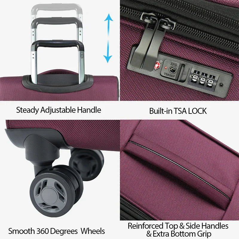 KROSER Burgundy 20 Inch Softside Expandable Carry-On Luggage with USB, TSA Lock & Laptop PocketK161-13F-BURGUNDY-USUS