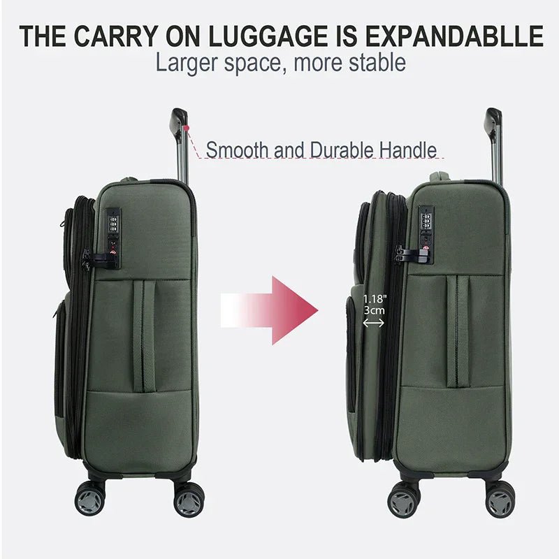 KROSER Army Green 20 Inch Softside Expandable Carry-On Luggage with USB, TSA Lock & Laptop PocketK161-13F-ARMYGREEN-USUS