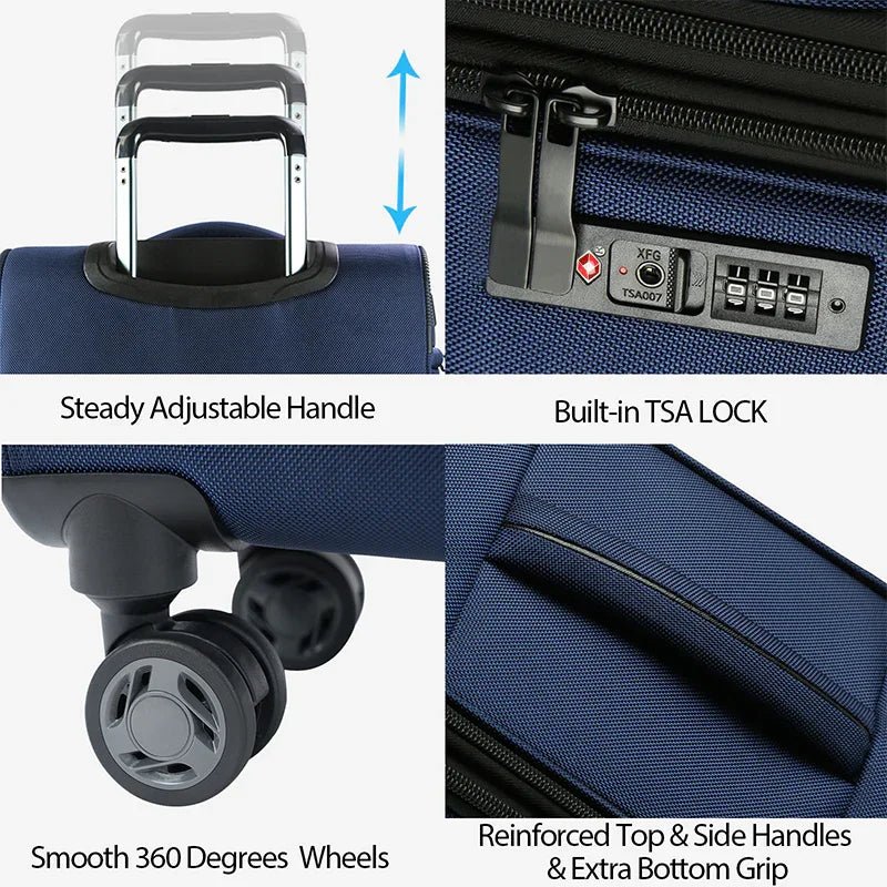 KROSER Navy 20 Inch Softside Expandable Carry-On Luggage with USB, TSA Lock & Laptop PocketK161-13F-NAVY-USUS