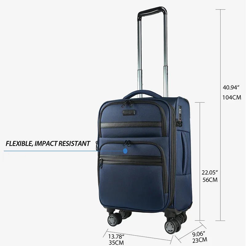 KROSER Navy 20 Inch Softside Expandable Carry-On Luggage with USB, TSA Lock & Laptop PocketK161-13F-NAVY-USUS