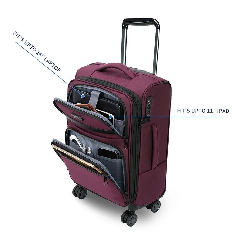 KROSER Burgundy 20 Inch Softside Expandable Carry-On Luggage with USB, TSA Lock & Laptop PocketK161-13F-BURGUNDY-USUS