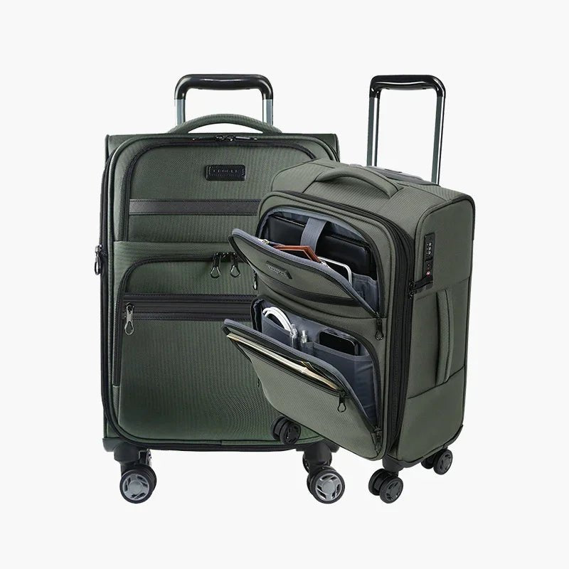KROSER Army Green Softside Carry-On Luggage with USB