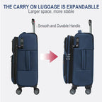 KROSER Navy 20 Inch Softside Expandable Carry-On Luggage with USB, TSA Lock & Laptop PocketK161-13F-NAVY-USUS