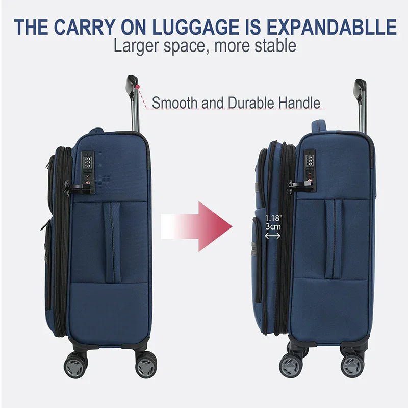 KROSER Navy 20 Inch Softside Expandable Carry-On Luggage with USB, TSA Lock & Laptop PocketK161-13F-NAVY-USUS