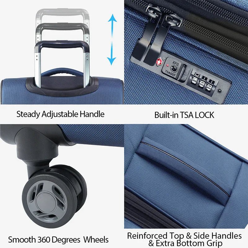 KROSER Haze Blue 20 Inch Softside Expandable Carry-On Luggage with USB, TSA Lock & Laptop PocketK161-13F-WM-USUS