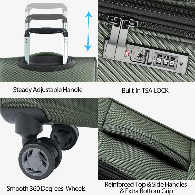 KROSER Army Green 20 Inch Softside Expandable Carry-On Luggage with USB, TSA Lock & Laptop PocketK161-13F-ARMYGREEN-USUS